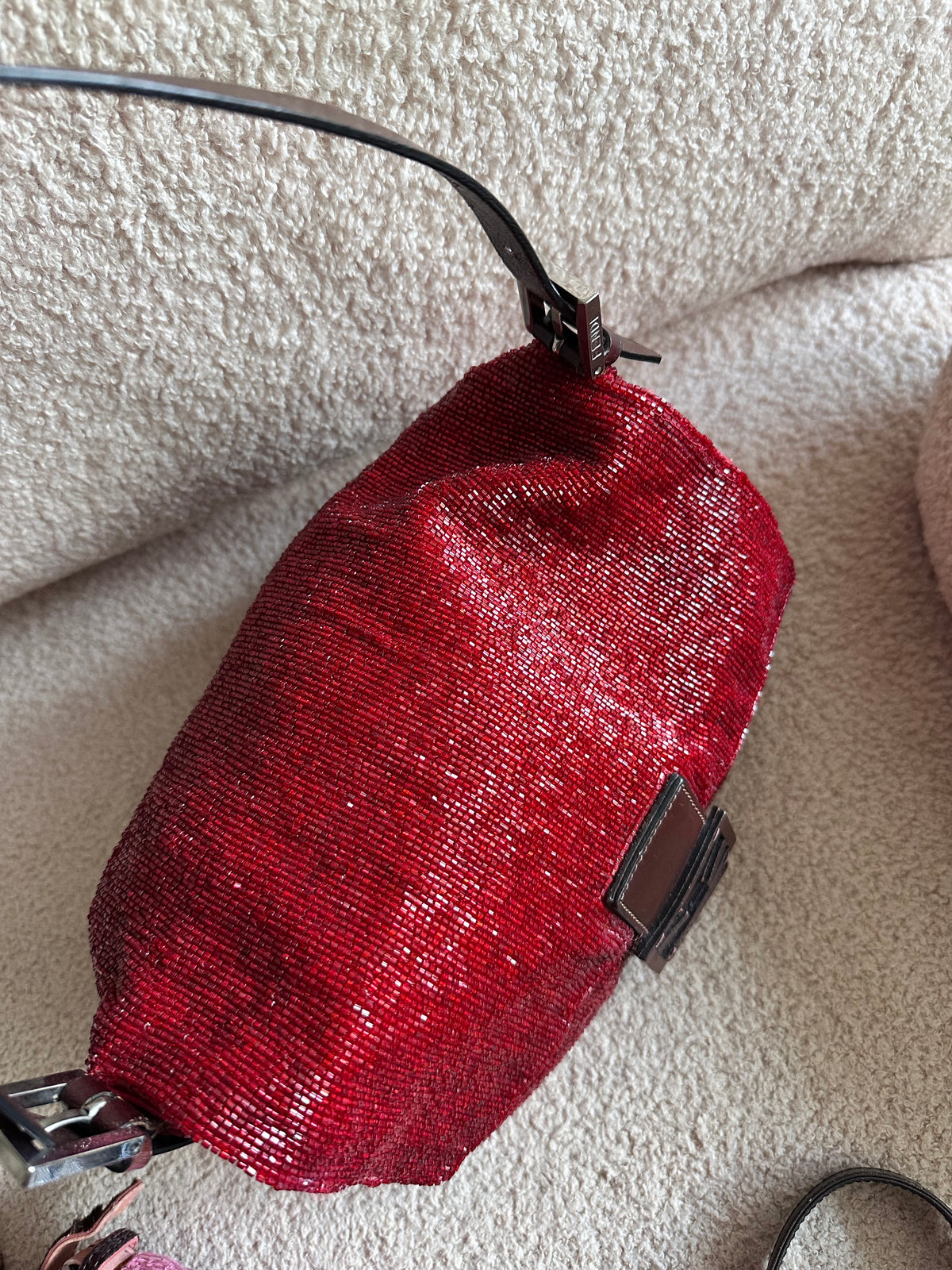 Fendi Red Beaded Sequin Mamma Baguette Archive