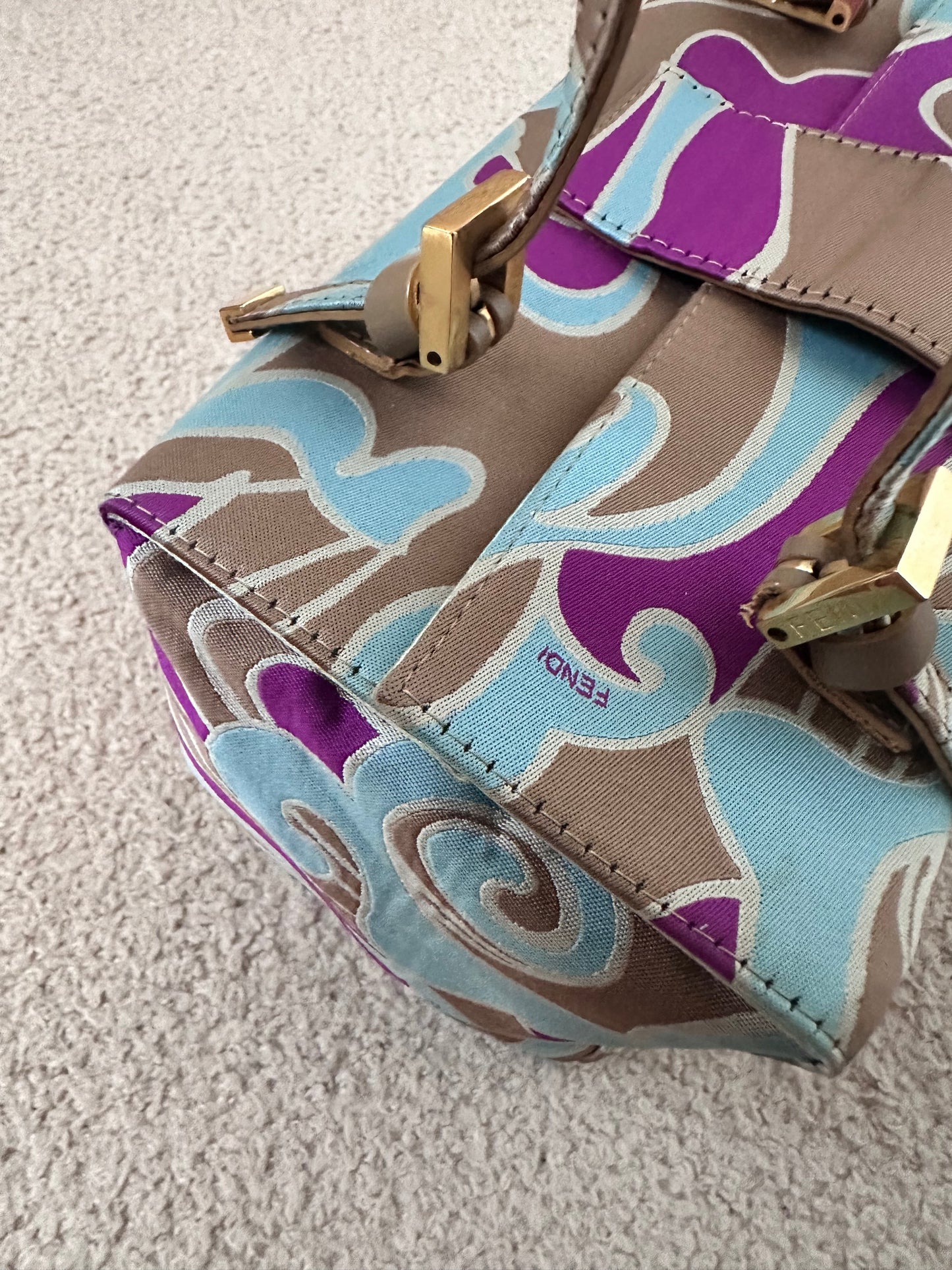 Rare Fendi 2002 Archive Swirl Bento Box Baguette Bag