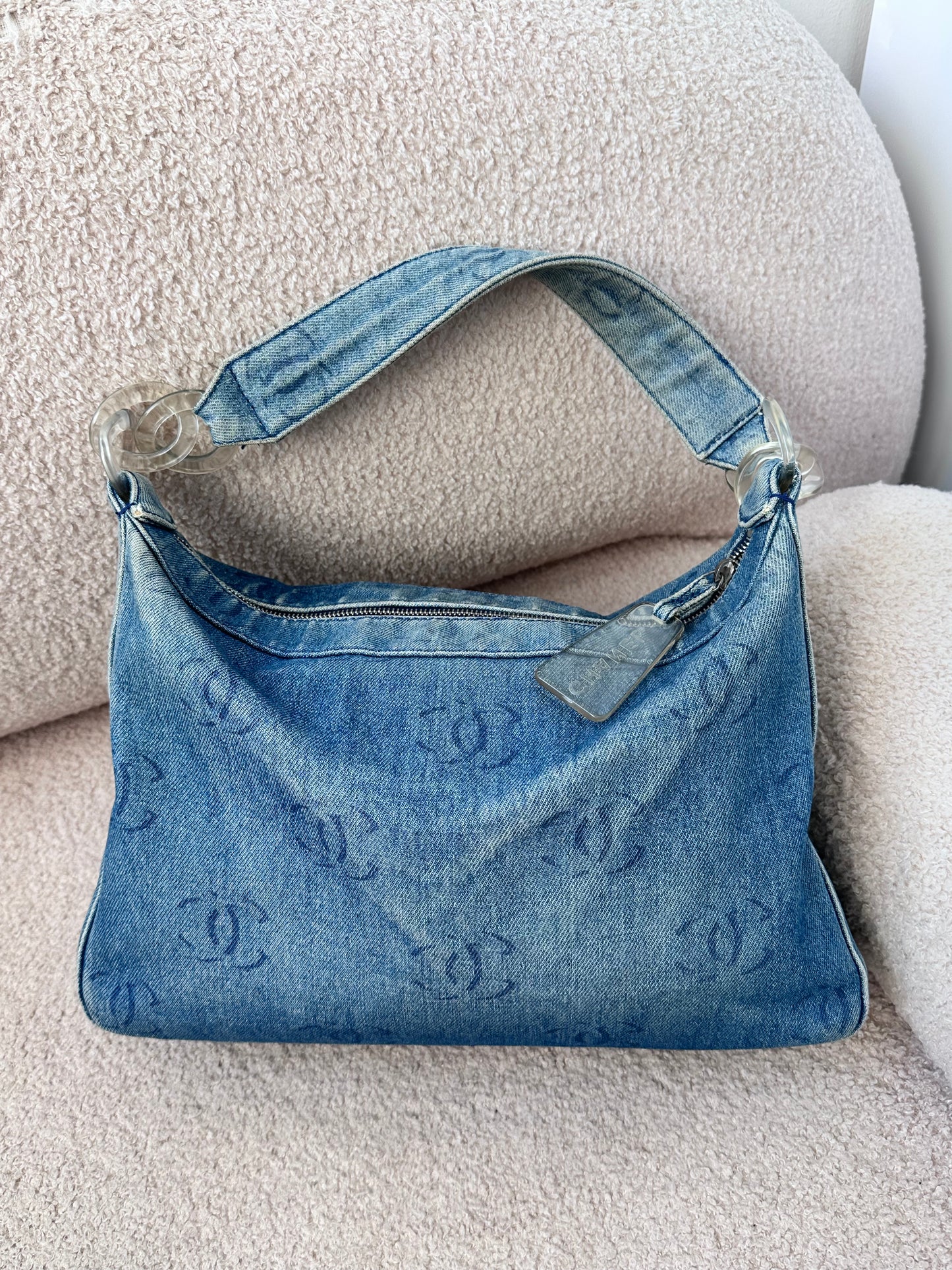 Chanel 2002 Large Denim Hobo Shoulder Bag