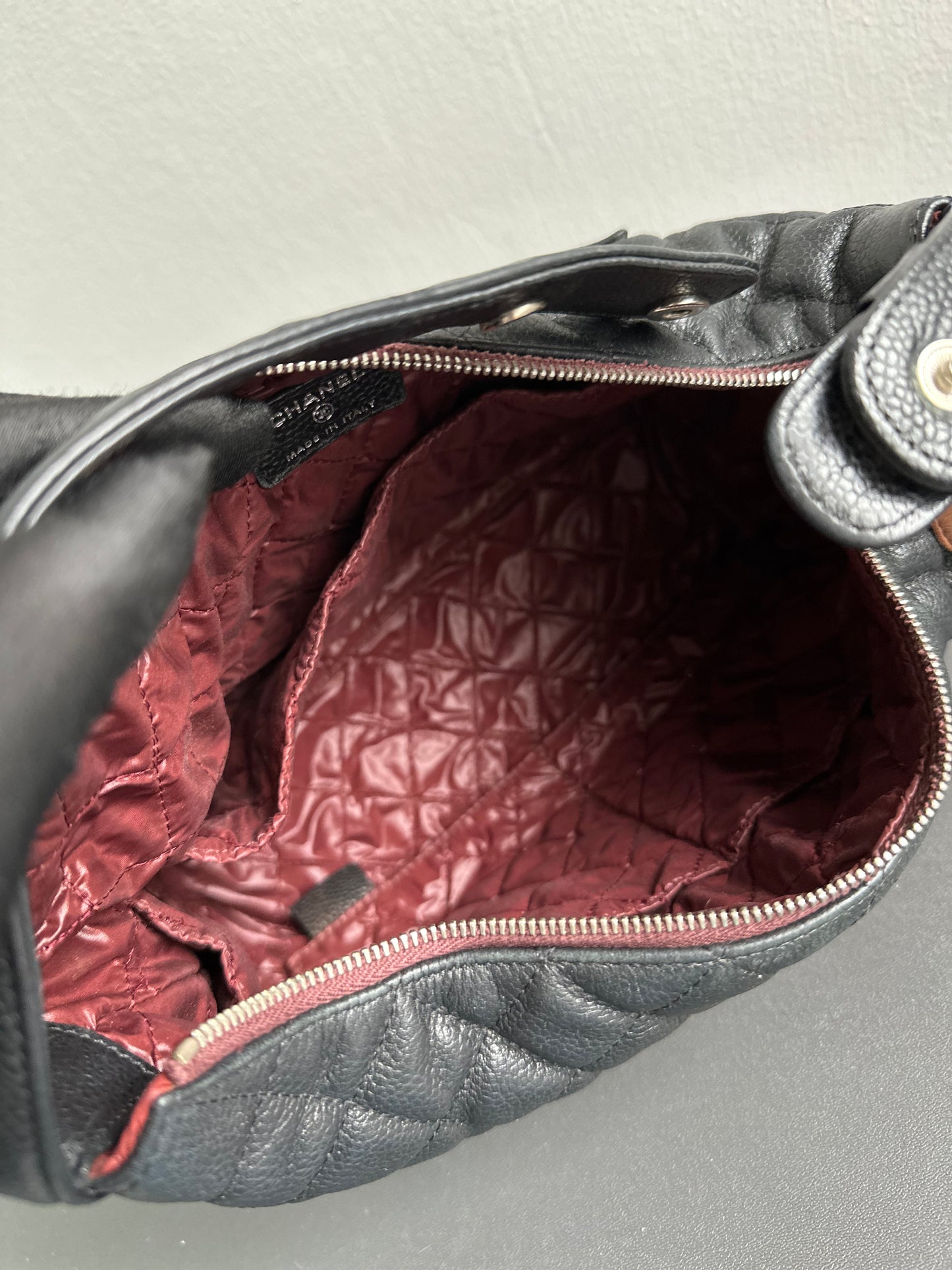 Chanel Caviar Hobo Lunchbox Top Handle Back Silver Hardware