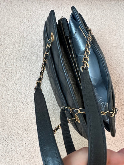 Chanel Caviar Bowling Shoppers Tote Bag - Black Gold Hardware