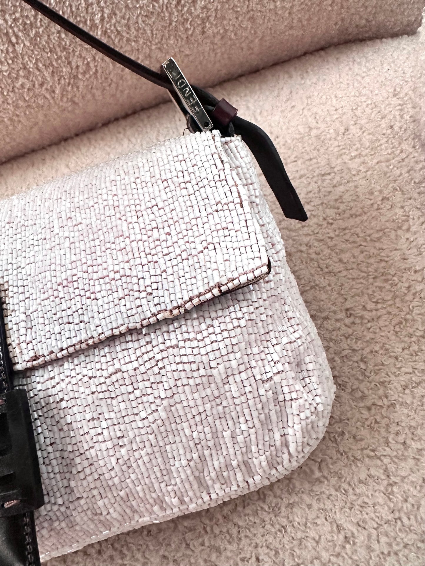 Fendi Archive Pink Full Beaded Sequin Baguette