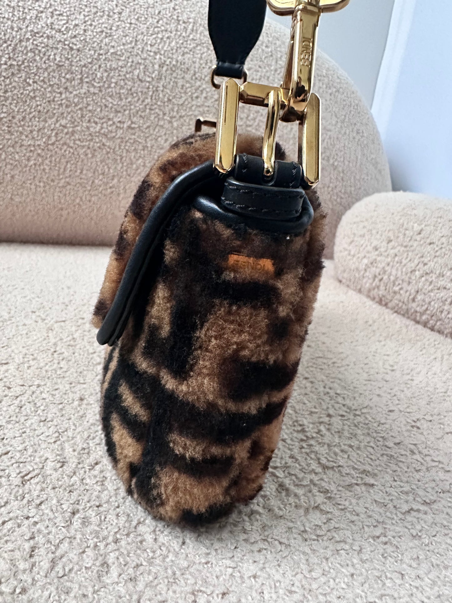 Fendi Shearling Fur Zucca Baguette