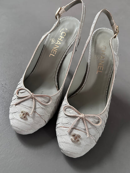 Chanel Python Leather Slingback Pumps Heels