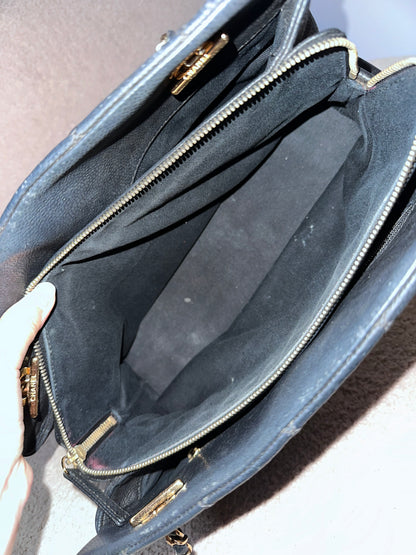 Chanel Caviar Bowling Shoppers Tote Bag - Black Gold Hardware