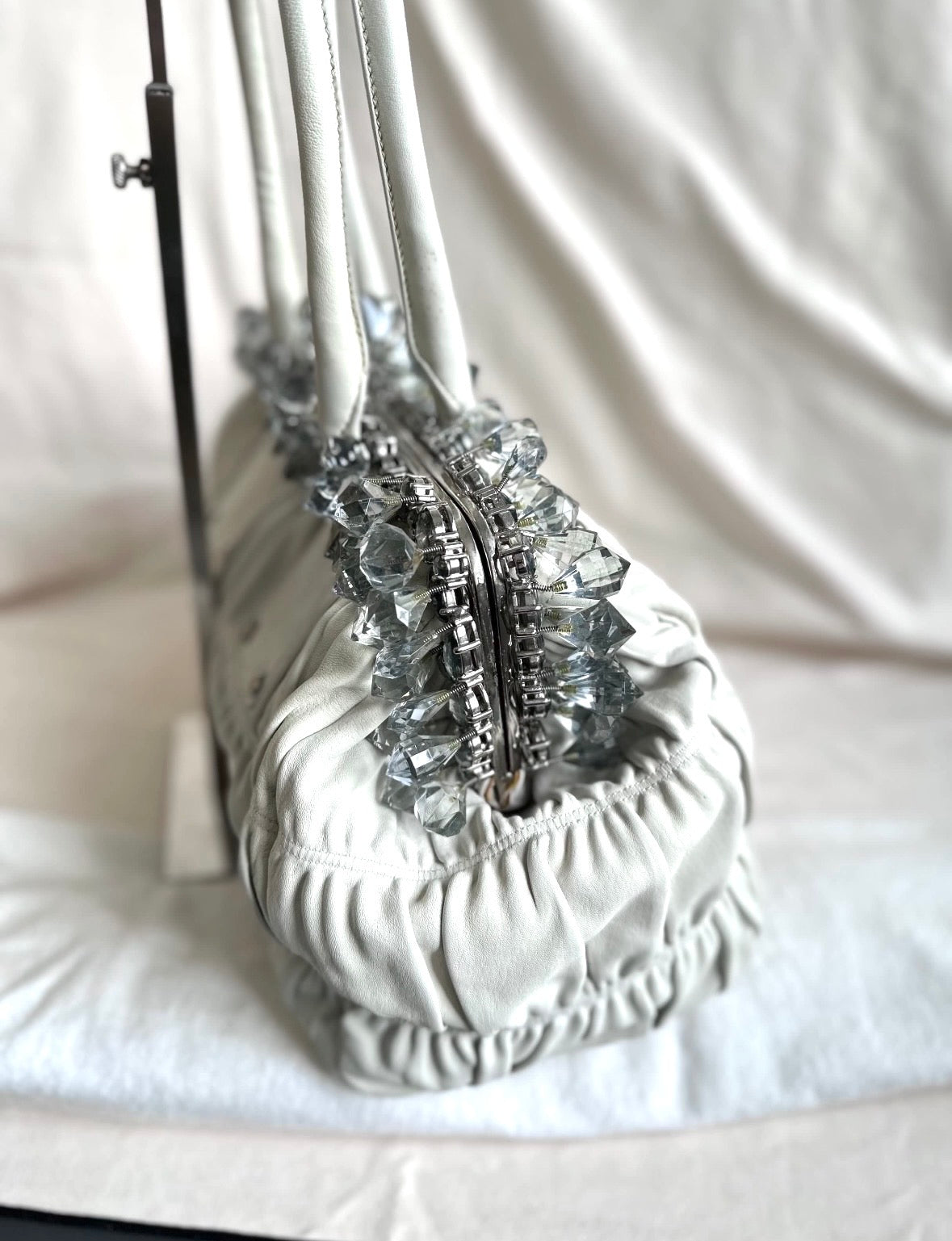 Prada Archive Gathered Crystal-embellished Top Handle Bag