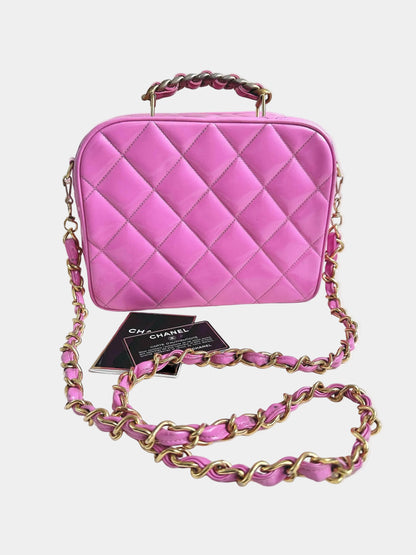 Rare Chanel 1995 Barbie Pink Medium Vanity Two Way Bag with Chain