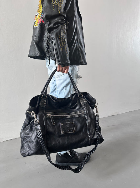 Gucci Voyager Black Leather Hobo Extra Large Tote Bag