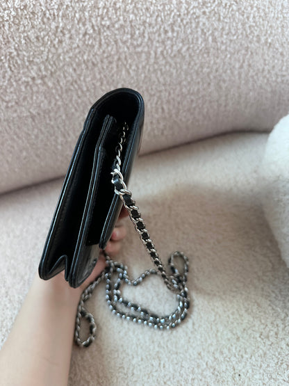 Chanel Vintage Wallet On Chain Bag - Black Patent