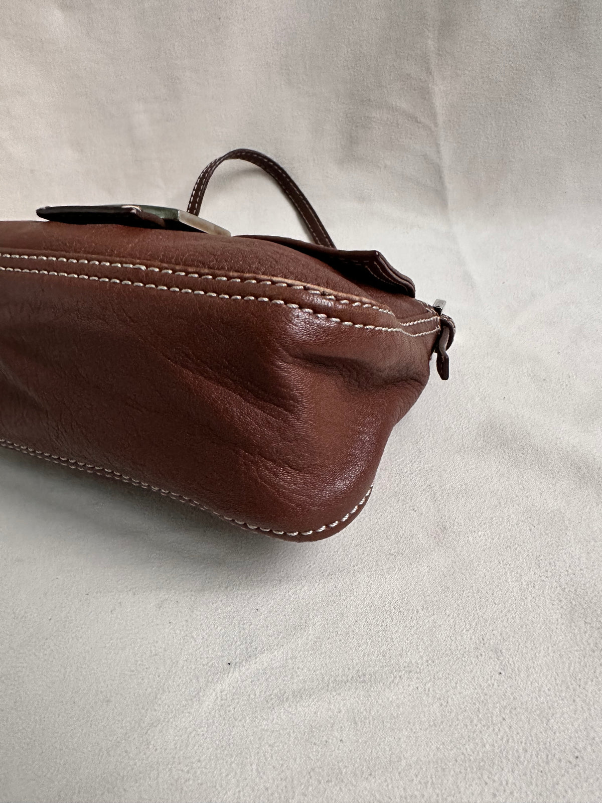 Fendi Brown Leather Small Baguette Bag
