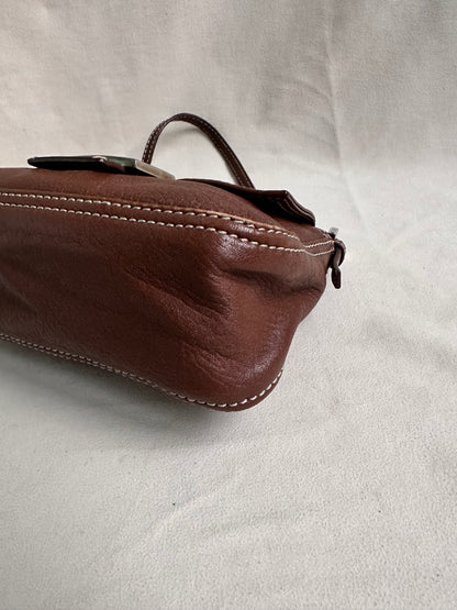 Fendi Brown Leather Small Baguette Bag