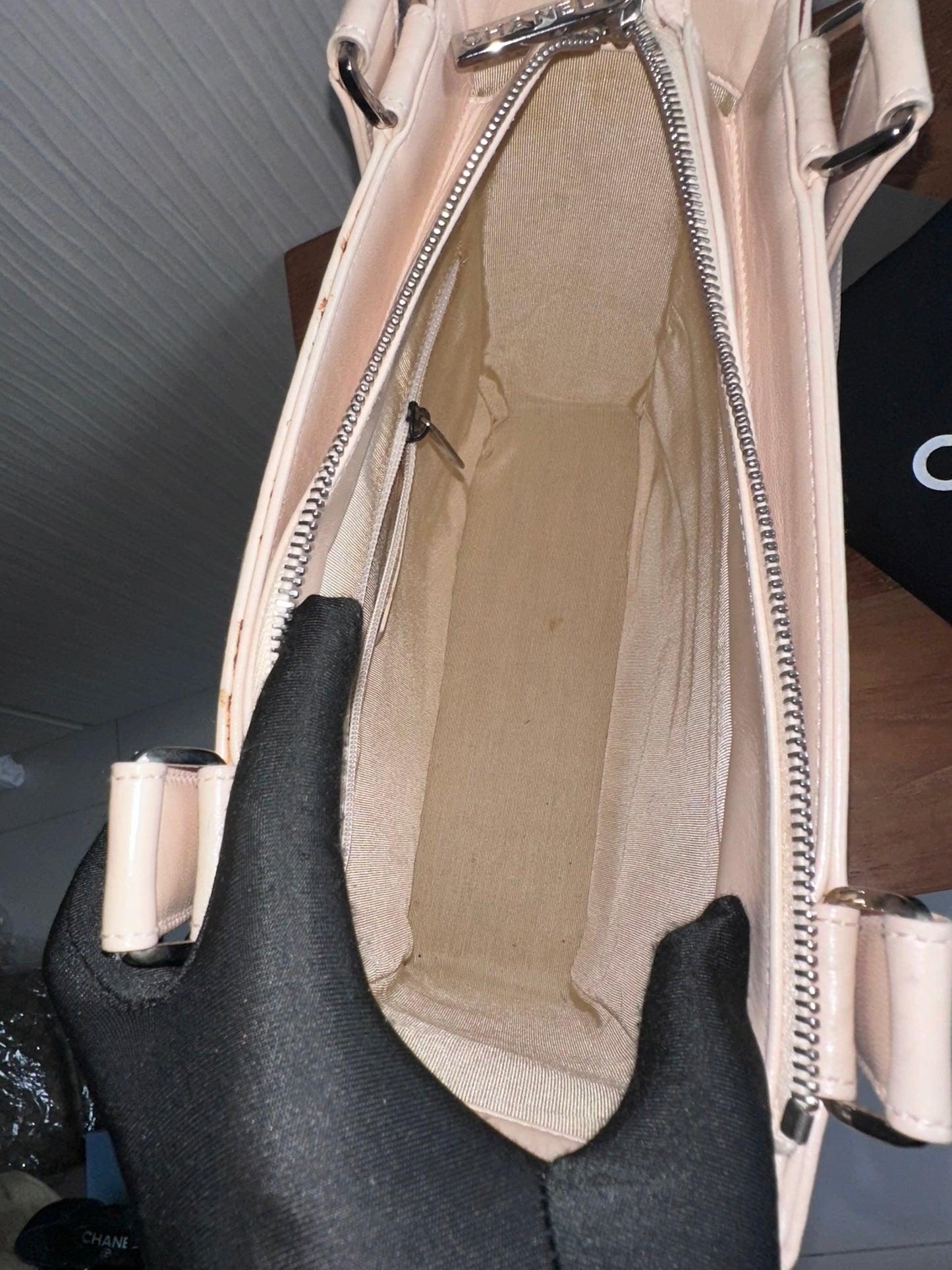Chanel Vintage Beige Chocolate Bar Shoulder Tote Bag