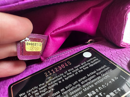 Rare Chanel Jumbo Purple Python Easy Carry Flap Bag