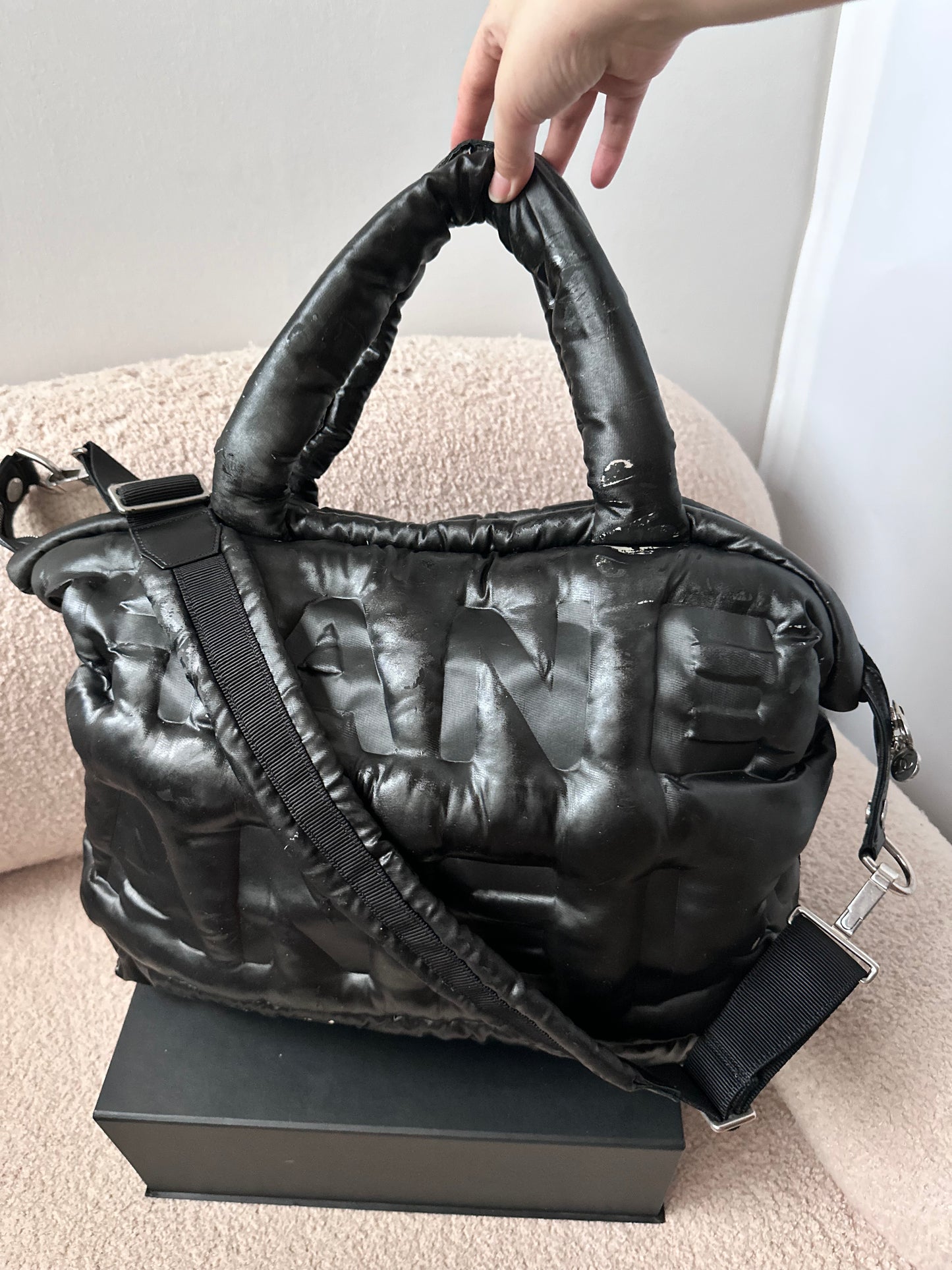 Chanel Large Two-Way Cocoon Bowling Travel Bag Black