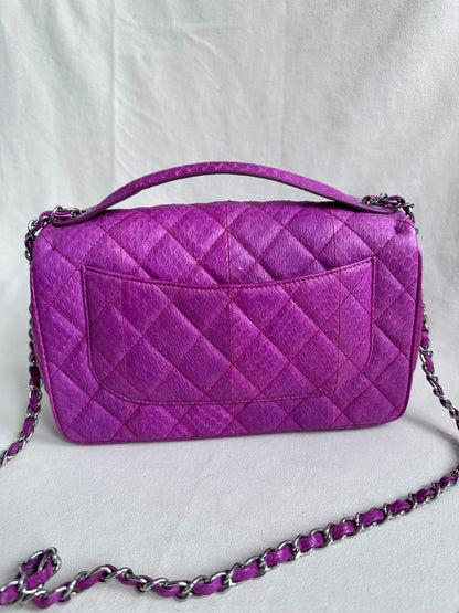 Rare Chanel Jumbo Purple Python Easy Carry Flap Bag