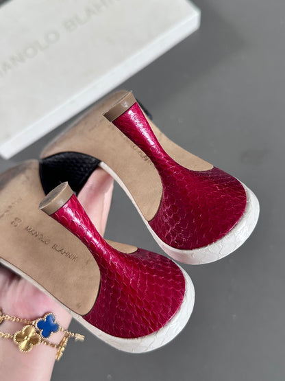 Manolo Blahnik Python Jada 70 Mules Heels