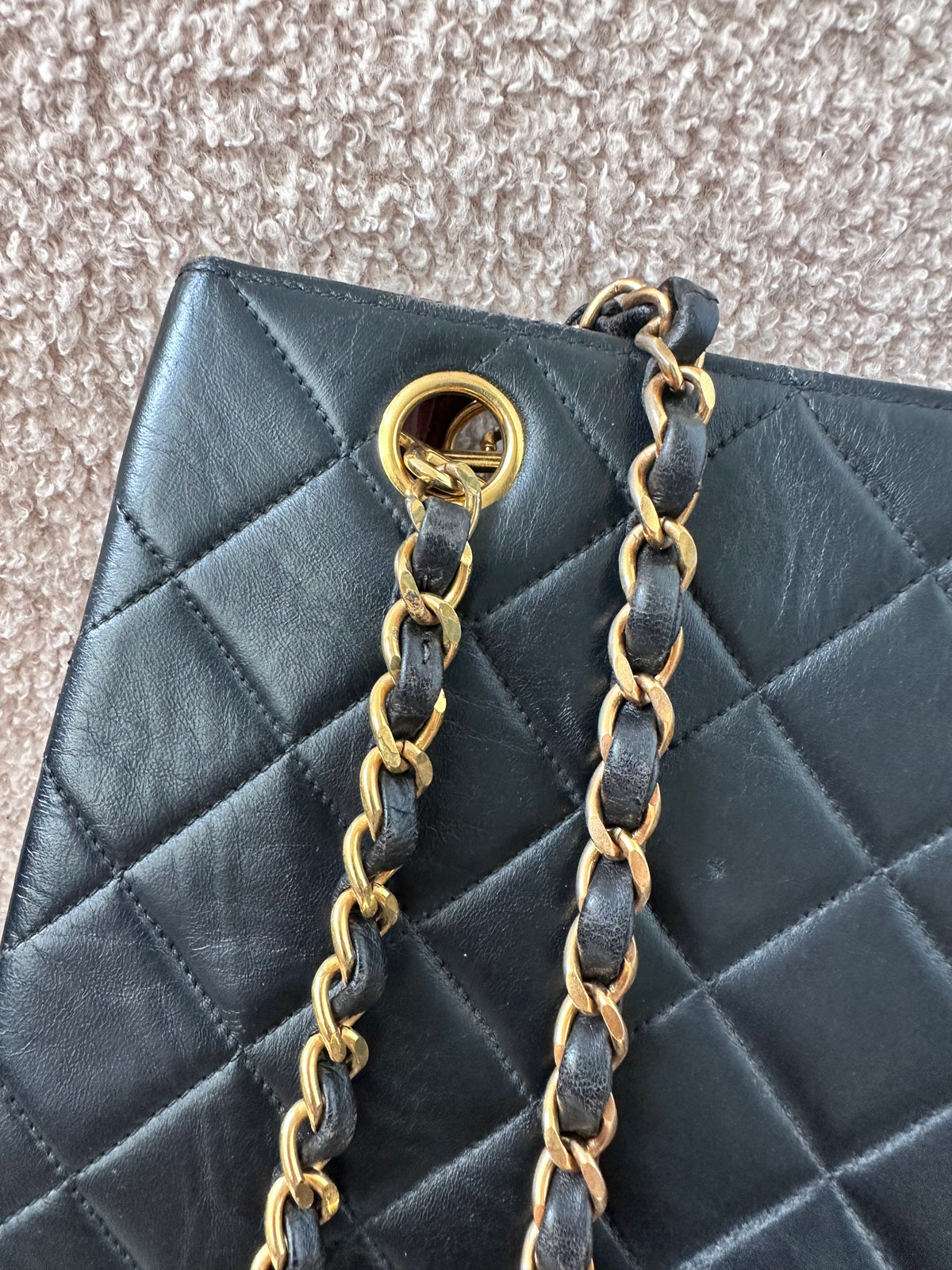 Chanel Vintage Timeless Classic Vertical Quilted Shopping Tote Bag