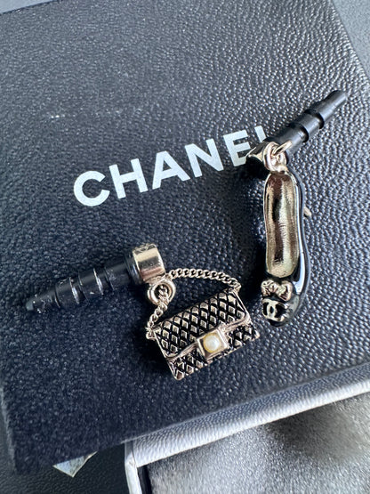 VERY RARE [Set of 2] Chanel 2000s Charms Earphone Jack (Heels, Chanel flap bag)