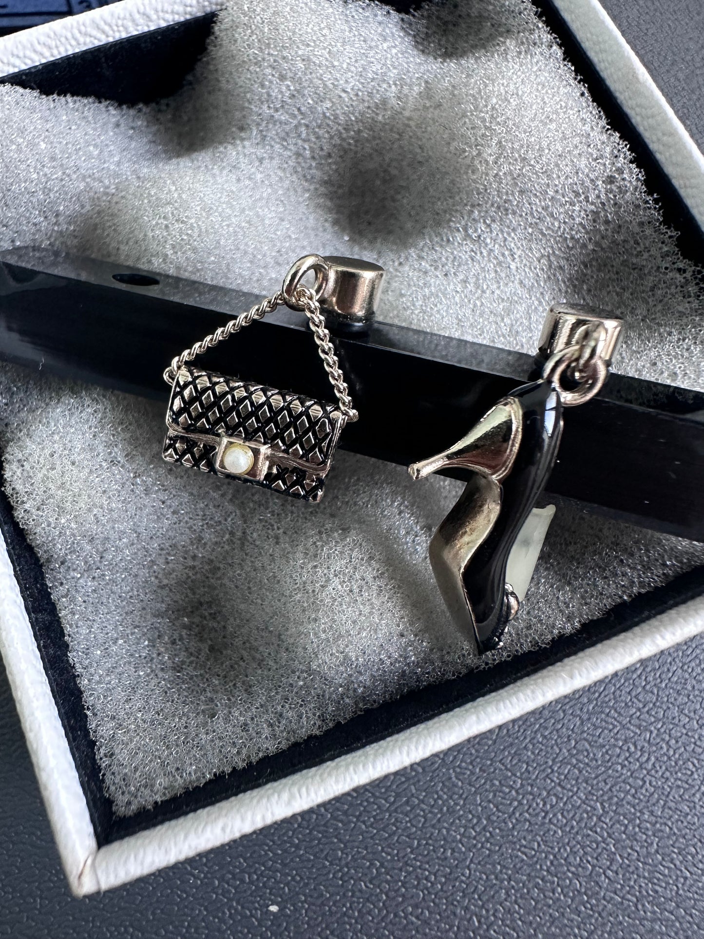 VERY RARE [Set of 2] Chanel 2000s Charms Earphone Jack (Heels, Chanel flap bag)