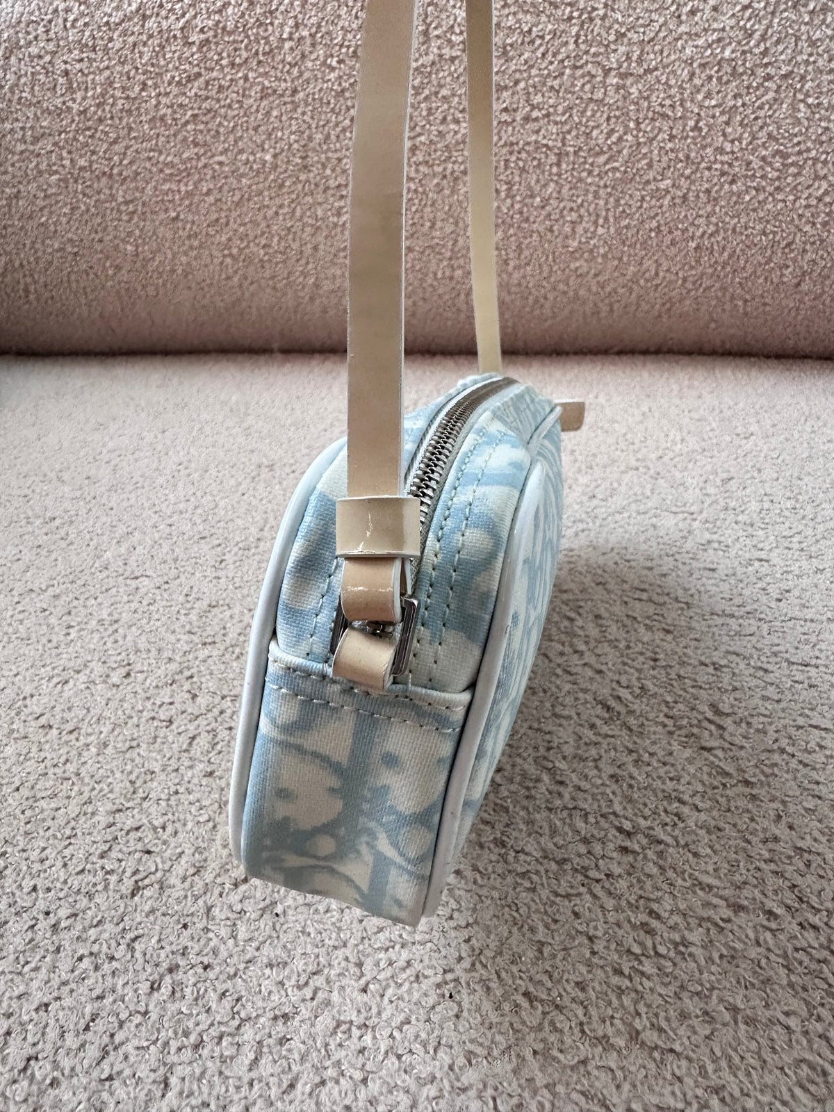 Dior Trotter Diorssimo Mini Hobo Shoulder Bag Baby Blue