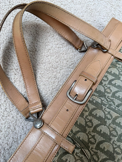 Christian Dior Green Oblique Trotter Jeans Pocket Shoulder Bag