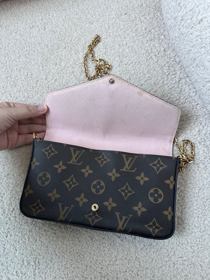 Louis Vuitton Limited Edition Valentine Dog Pochette Felicie Crossbody Bag - Monogram / Rose Ballerine