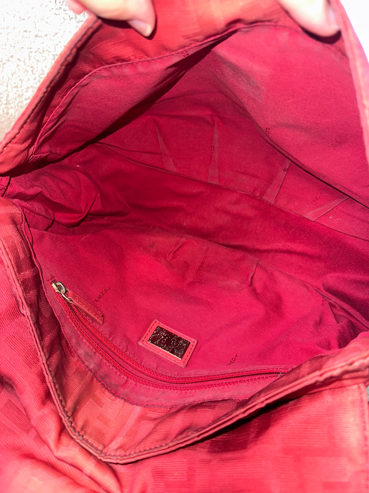 Fendi Mamma Baguette Red Fabric / Gold FF Hardware