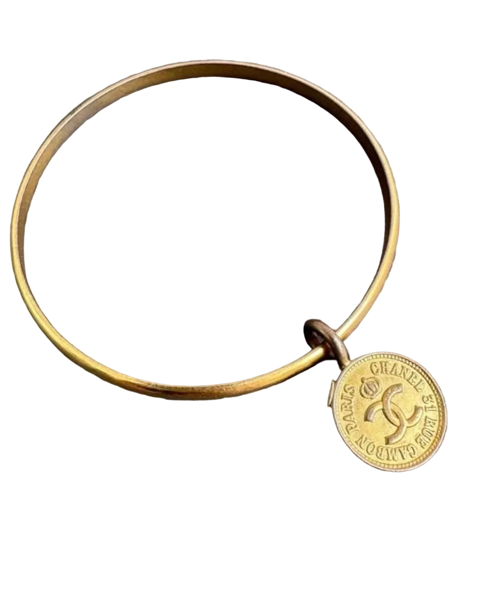 Chanel 1885 Vintage 24K Gold Paris Coin Medallion Charm Bangle Bracelet