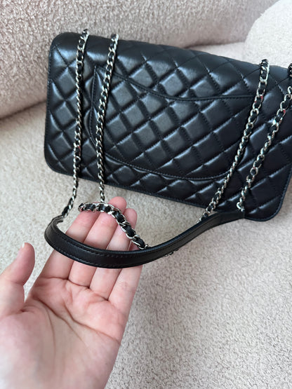 Chanel Quilted Accordion Classic Medium Flap Black SHW