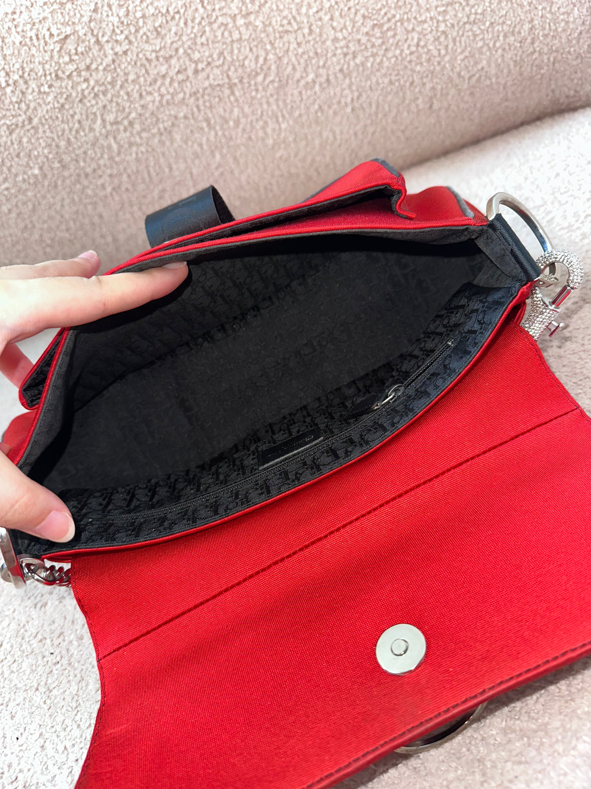 Dior John Galliano Hardcore Medium Hobo Shoulder Bag Crystal Logo