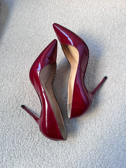 Christian Louboutin Miss Z Burgundy Patent Pumps (Size 37)
