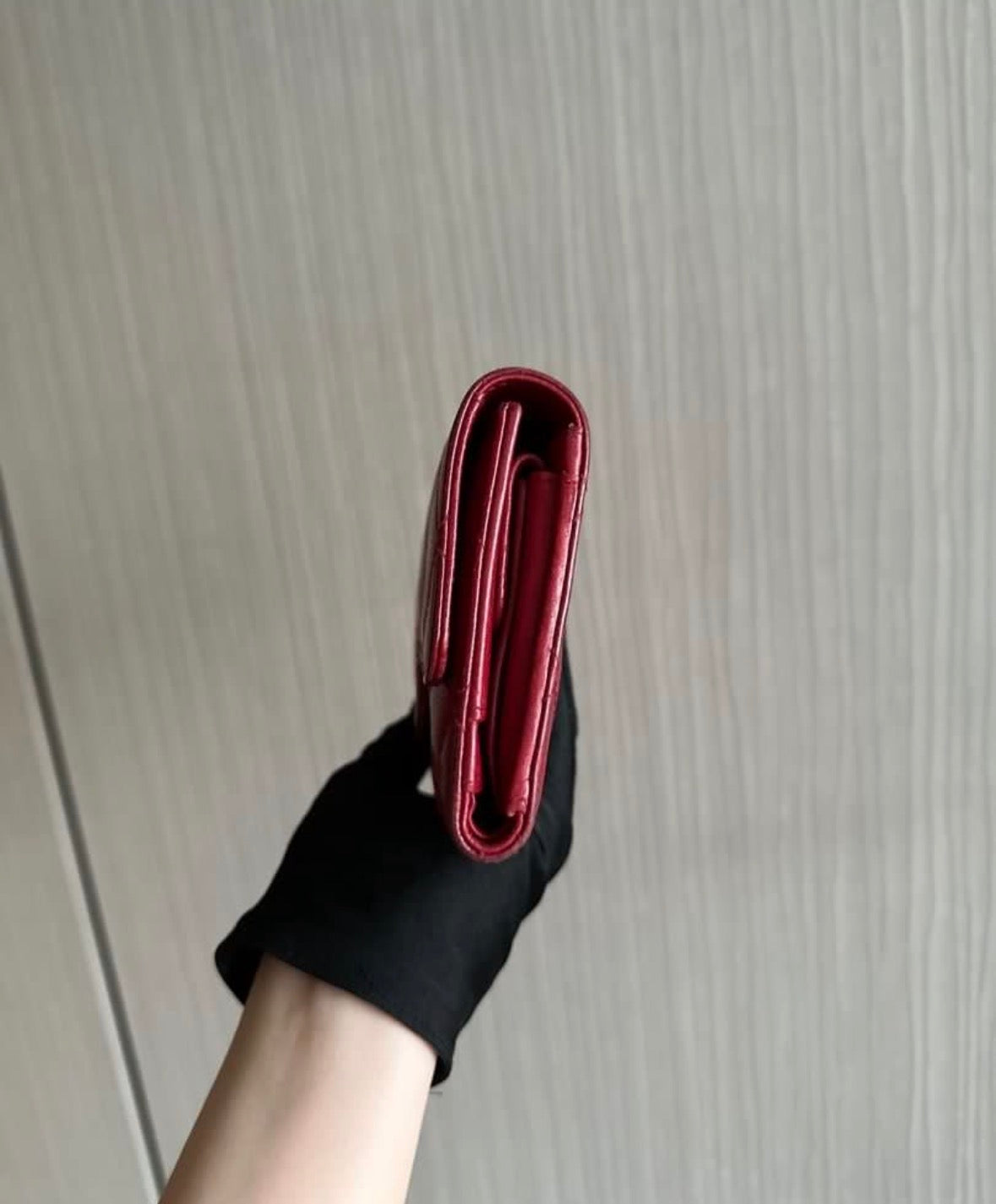 Chanel Caviar Classic Trifold Long Wallet Red Silver Hardware