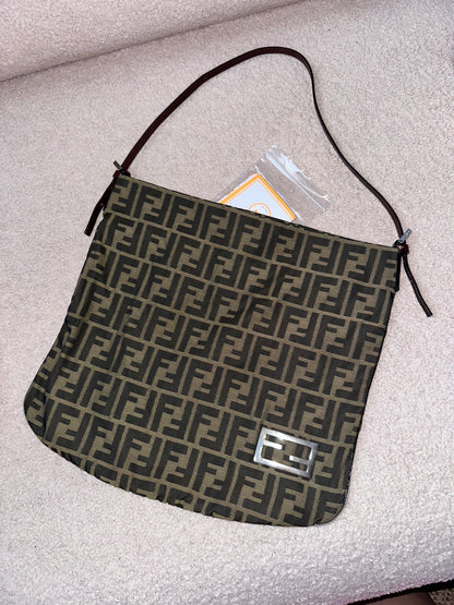Fendi Vintage FF Logo Zucca Hobo Tote Bag