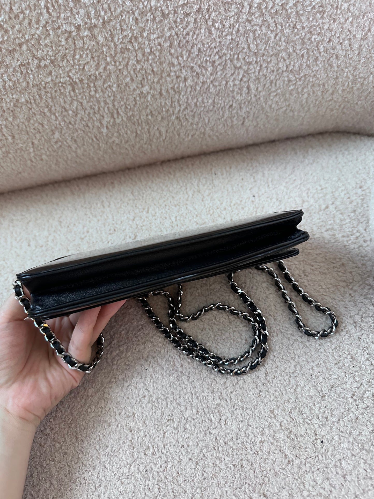 Chanel Vintage Wallet On Chain Bag - Black Patent