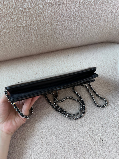 Chanel Vintage Wallet On Chain Bag - Black Patent