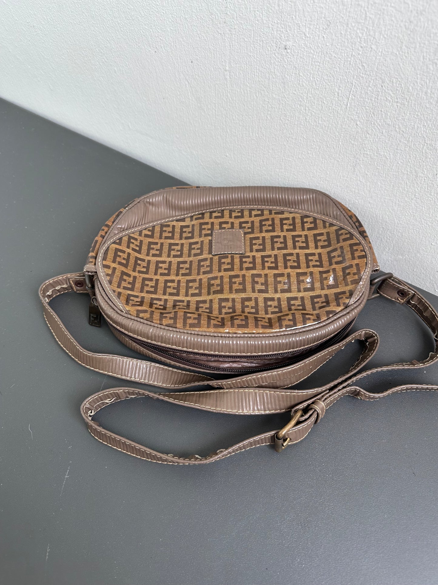 Fendi FF Zucca Zucchino Oval Crossbody Bag