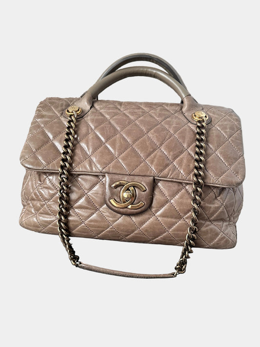 Chanel Jumbo Flap Bag Castlerock Top Handle 一 Brown Wrinkled Calfskin