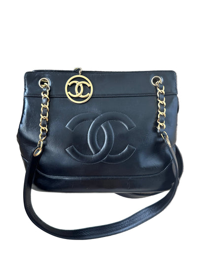 Chanel Vintage CC Logo Shoppers Tote Bag