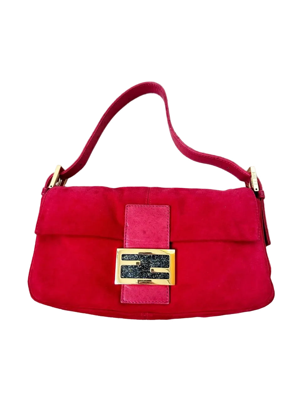 Fendi Glitter FF Gold Buckle Baguette
