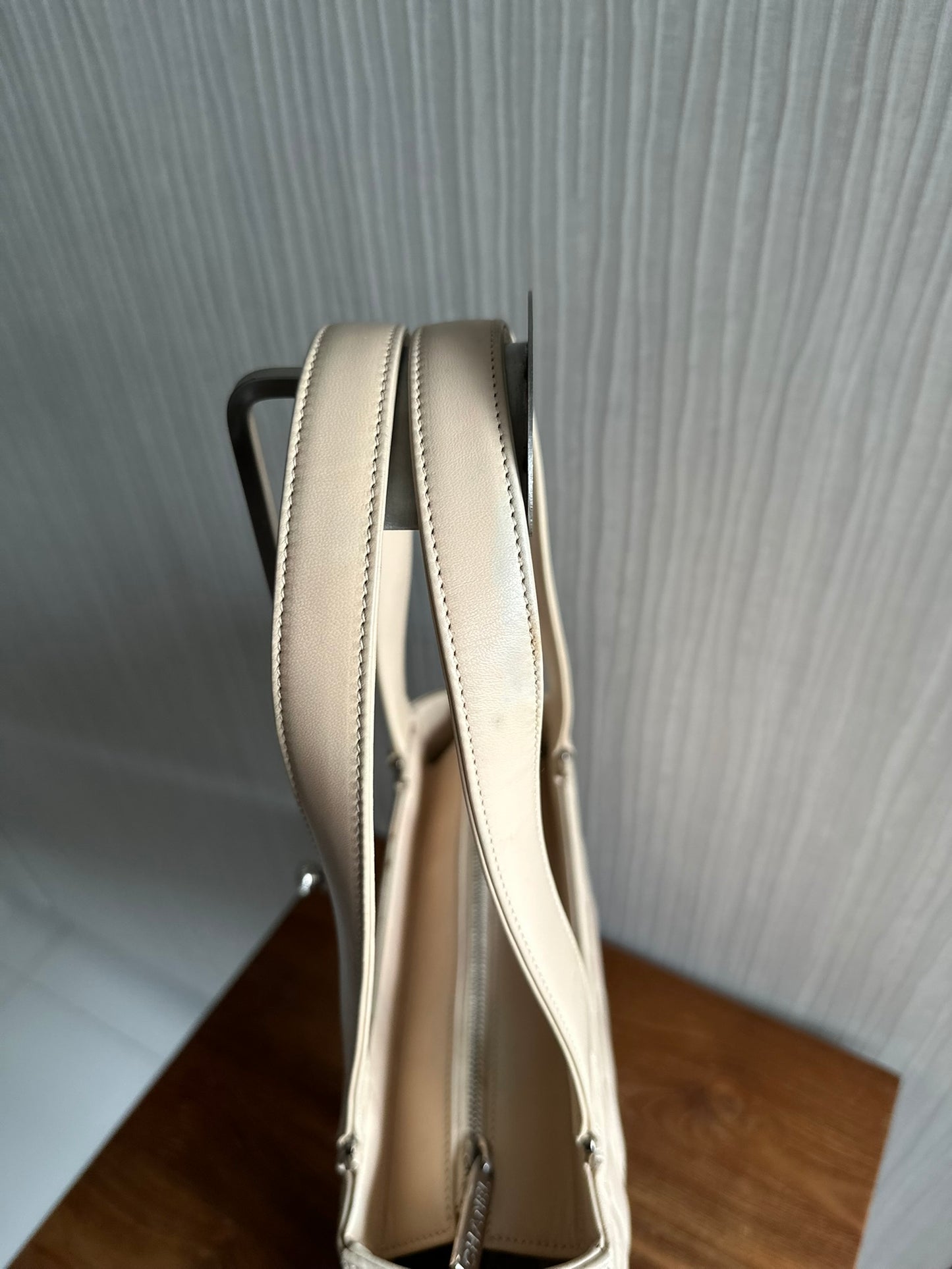 Chanel Vintage Beige Chocolate Bar Shoulder Tote Bag