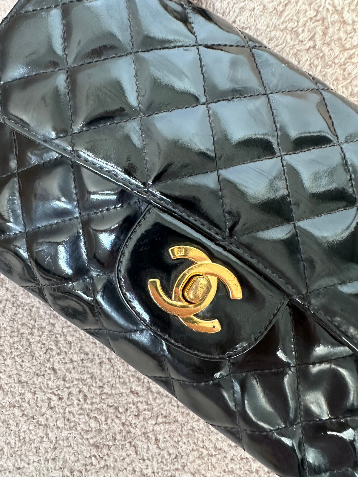 Chanel Vintage Double Face Black Quilted Classic Flap Bag