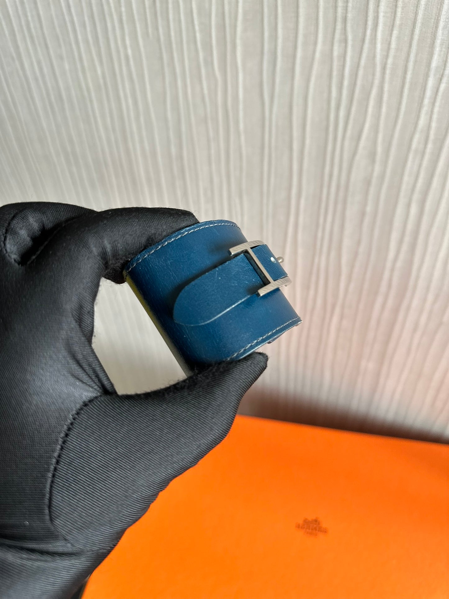 Hermes Hapi Bracelet Navy Blue PHW