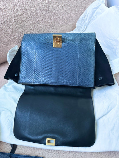 Celine Navy Python Trapeze Bag