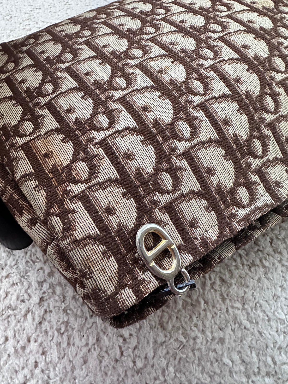 Dior Brown Oblique Trotter Boston Shoulder Bag