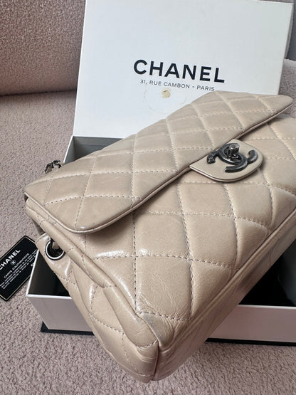 Chanel Large Classic Flap Bag Beige Calfskin