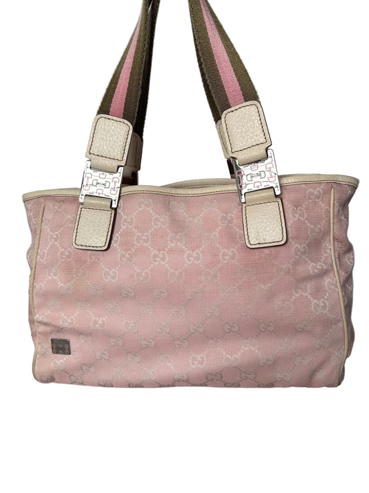 Gucci Pink GG Sherry Canvas Tote Bag