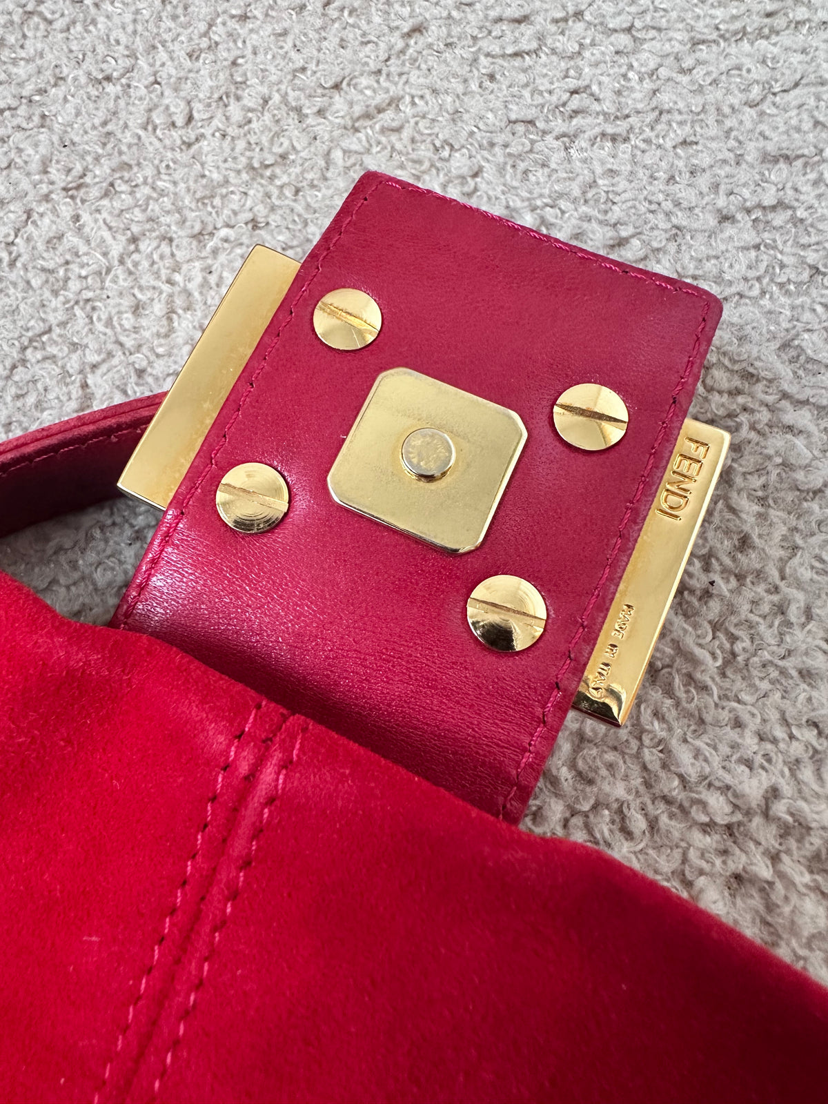 Fendi Glitter FF Gold Buckle Baguette