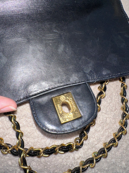 Chanel Vintage Double Face Black Quilted Classic Flap Bag