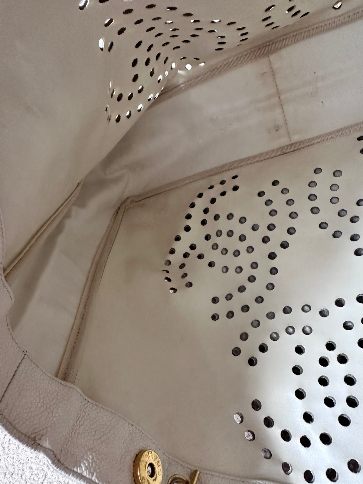 Chanel Caviar Large Perforated CC Shopping Tote Bag