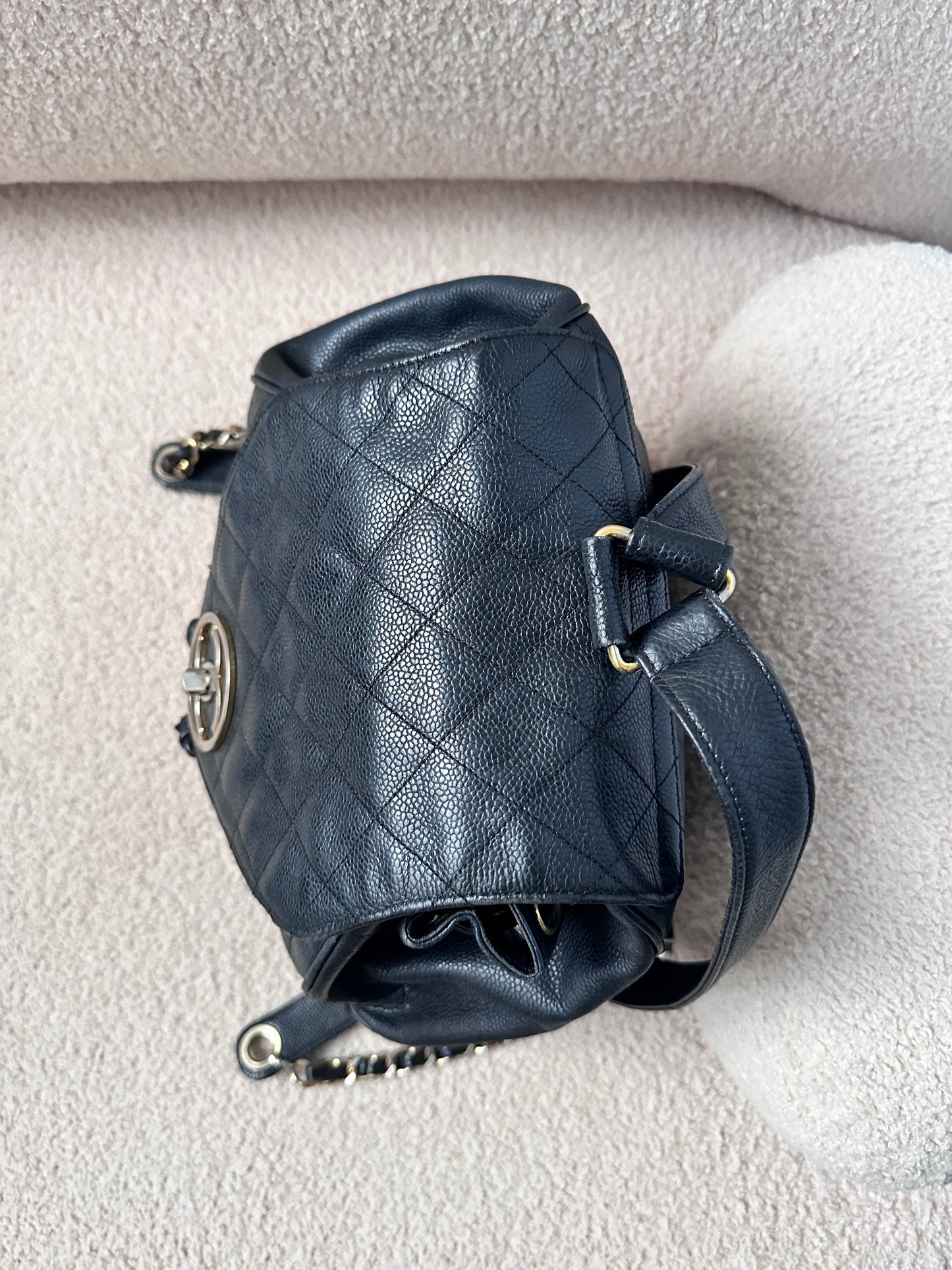 Chanel Caviar Large Vintage Quilted CC Backpack - Black / 24k Gold Plated Hardware